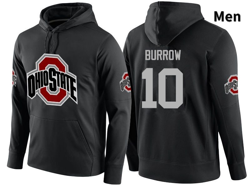 Ohio State Buckeyes Joe Burrow Men's #10 Black Name Number College Football Hoodies